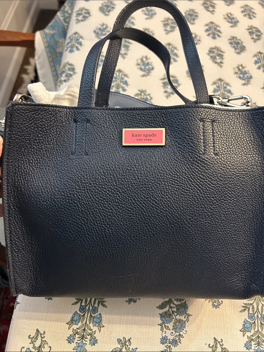 kate spade Black Pebbled Leather Tote with Shoulder Strap